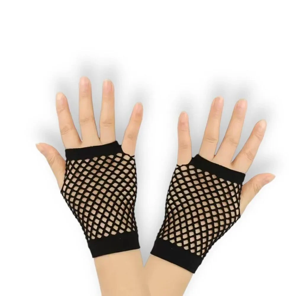 Blue Neon Mesh Fishnet Short Hand Cover Gloves - NEW